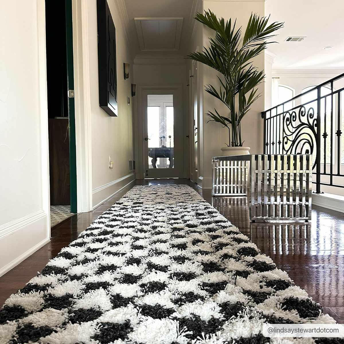 Black and white hallway runner shop