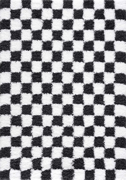 Boutique Rugs Rugs 5'3" x 7'3" Rectangle Atira Black & White Checkered Area Rug