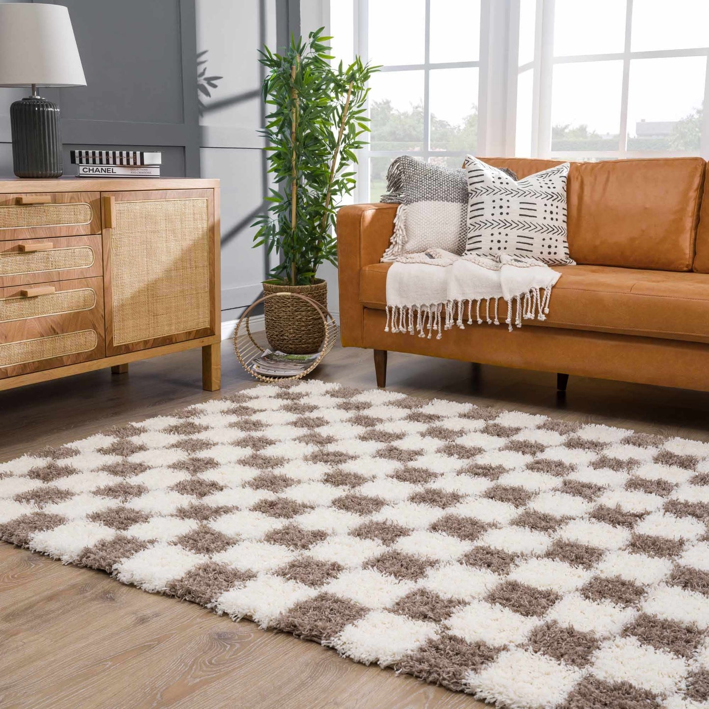 Boutique Rugs Rugs Atira Brown Checkered Area Rug