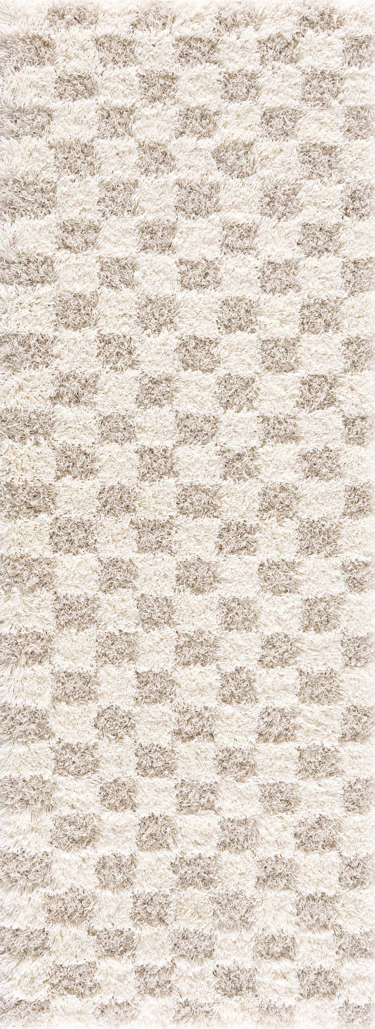 Boutique Rugs Rugs 2'7" x 7'3" Runner Atira Light Brown Checkered Area Rug