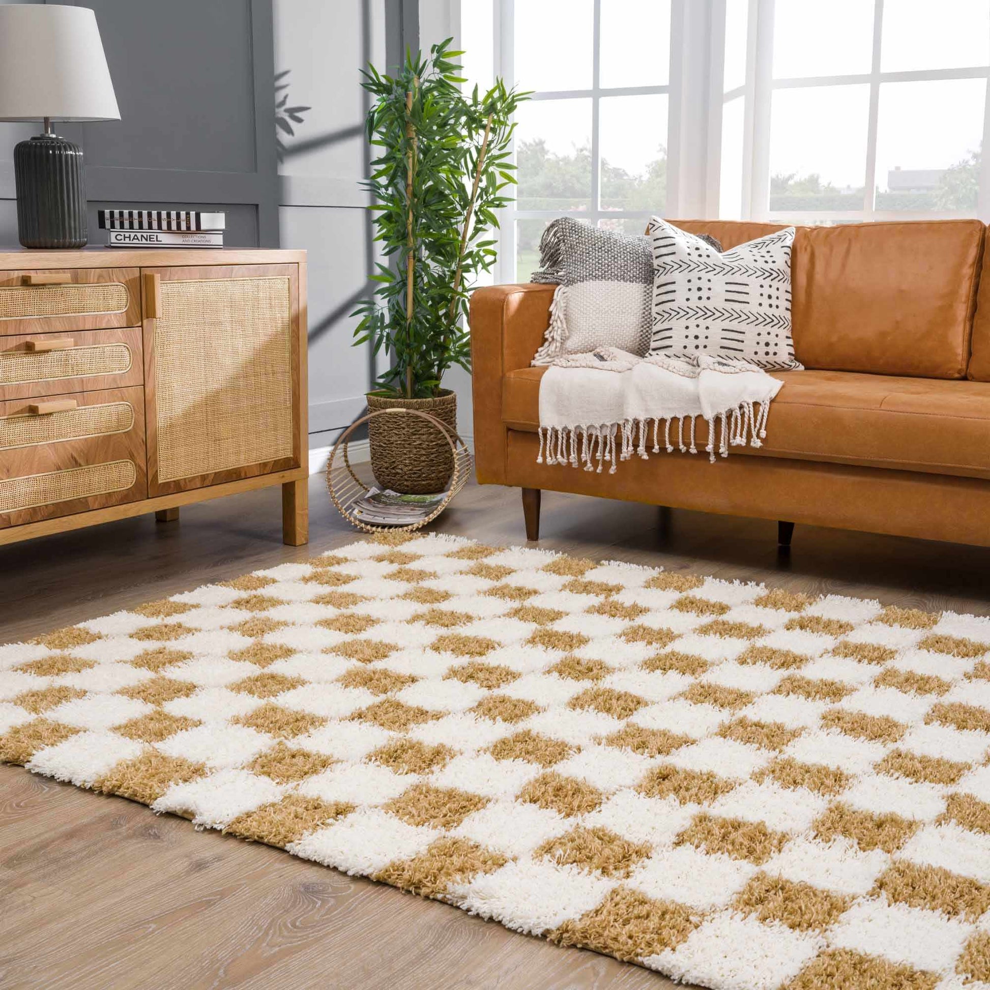 Boutique Rugs Rugs 5'3" x 7'3" Rectangle Atira Mustard Checkered Area Rug