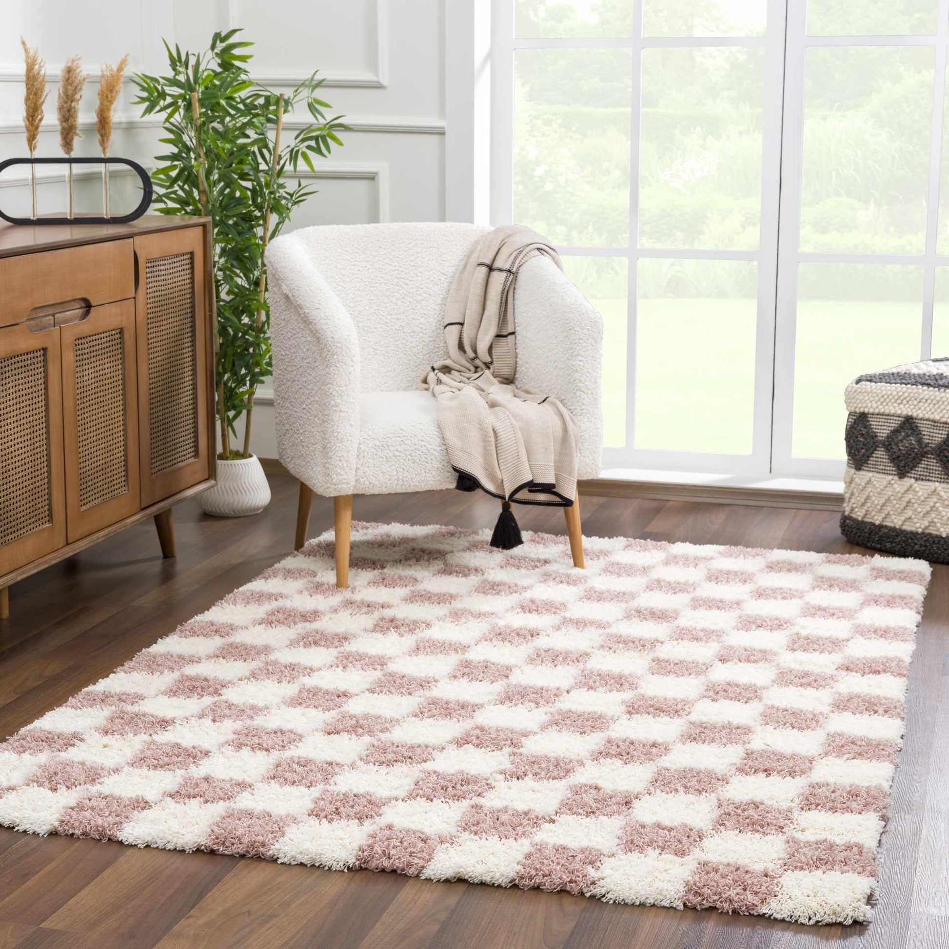 Boutique Rugs Rugs Atira Pink Checkered Area Rug
