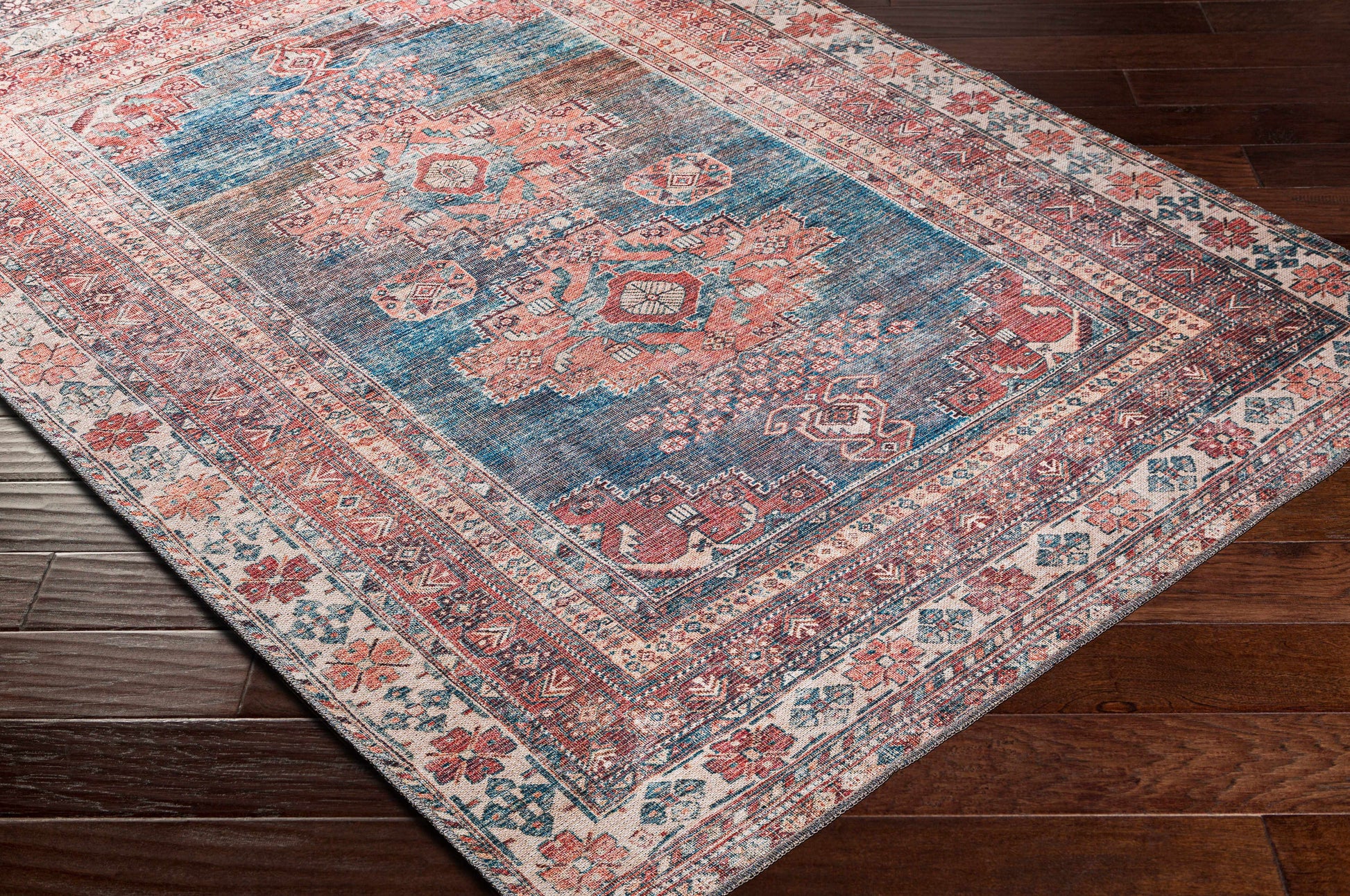 Boutique Rugs Rugs Baltinglass Rust & Blue Washable Area Rug