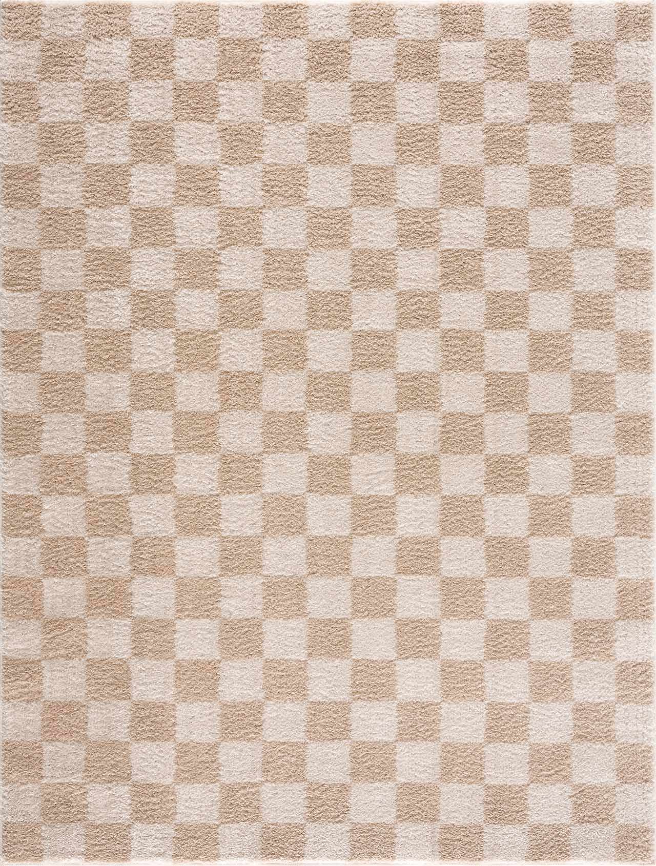 Boutique Rugs Rugs Canika Beige Washable Checkered Area Rug Canika Beige Washable Checkered Area Rug