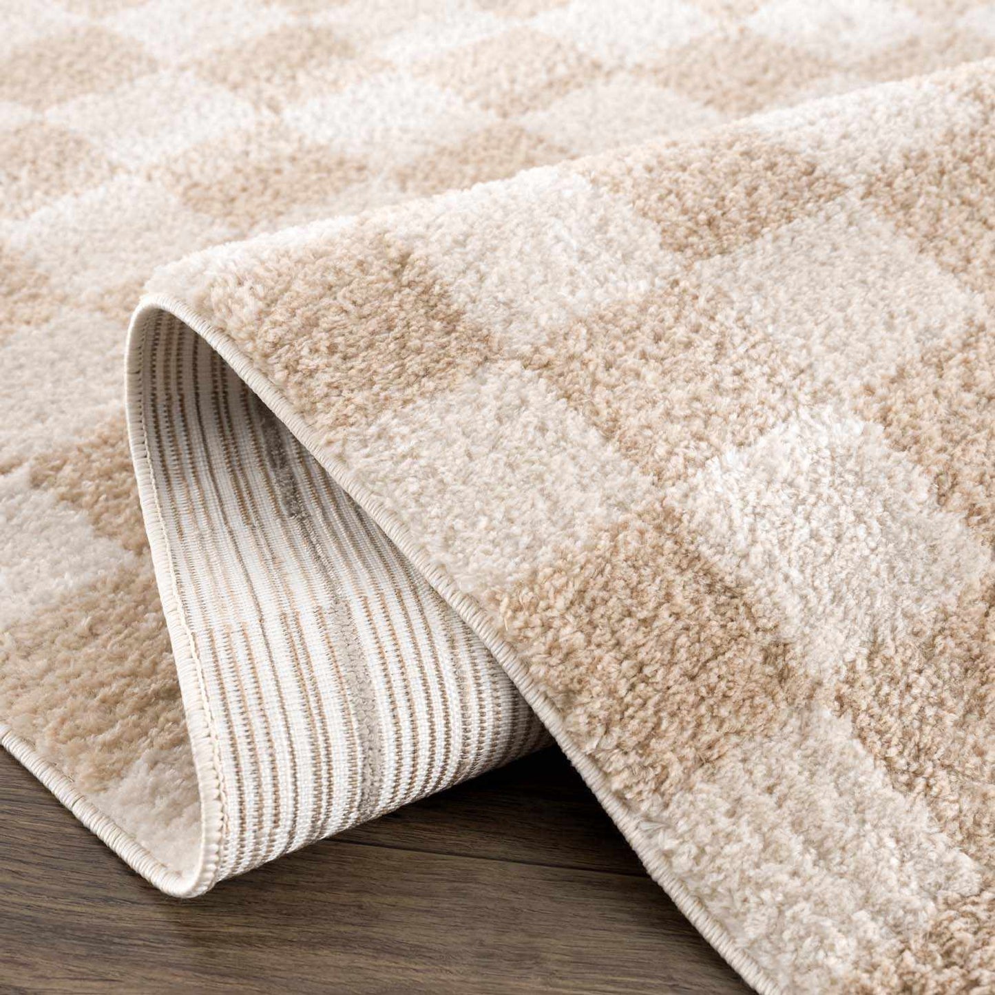 Boutique Rugs Rugs Canika Beige Washable Checkered Area Rug Canika Beige Washable Checkered Area Rug
