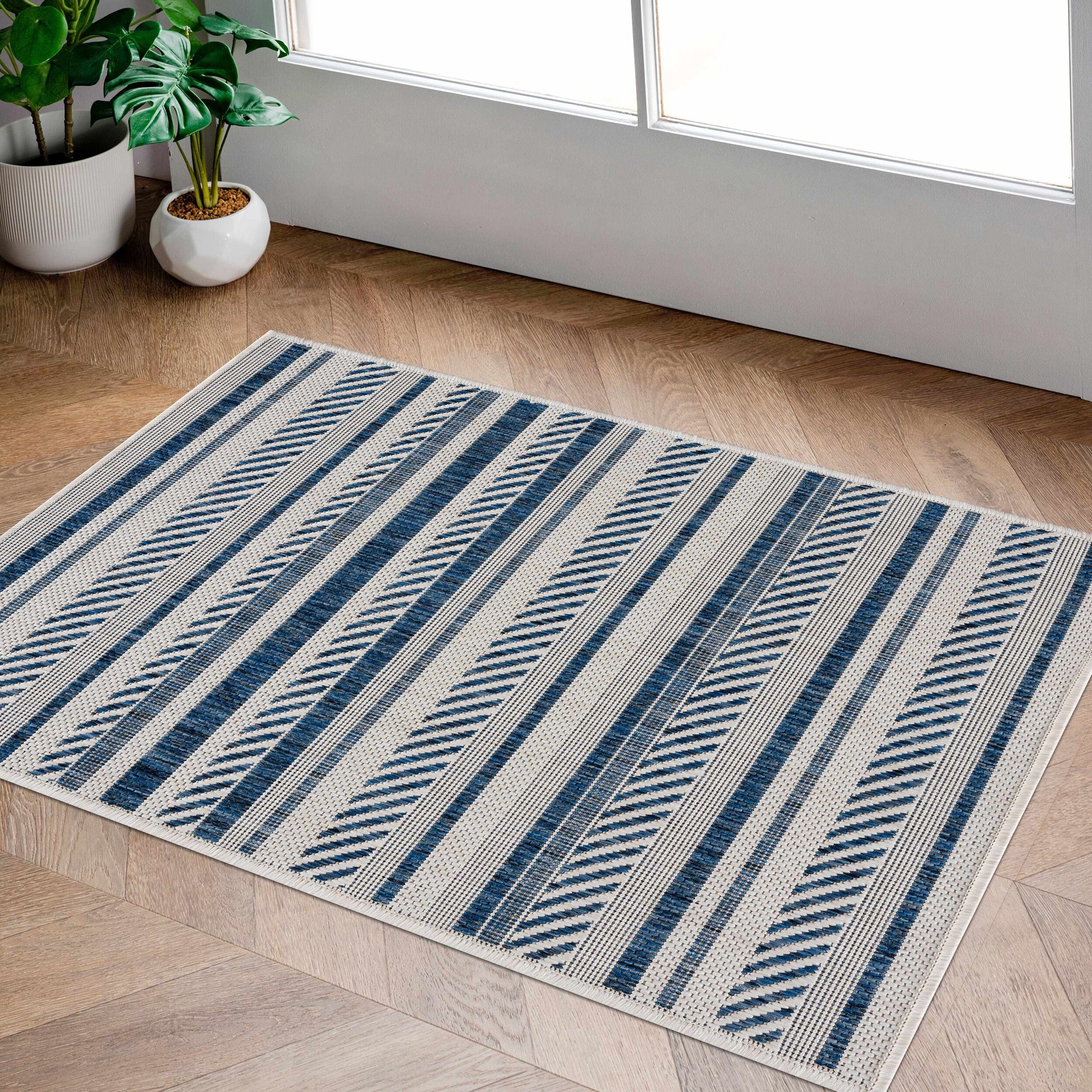 Boutique Rugs Rugs 2' x 2'11" Rectangle Olin White&Blue Performance Rug