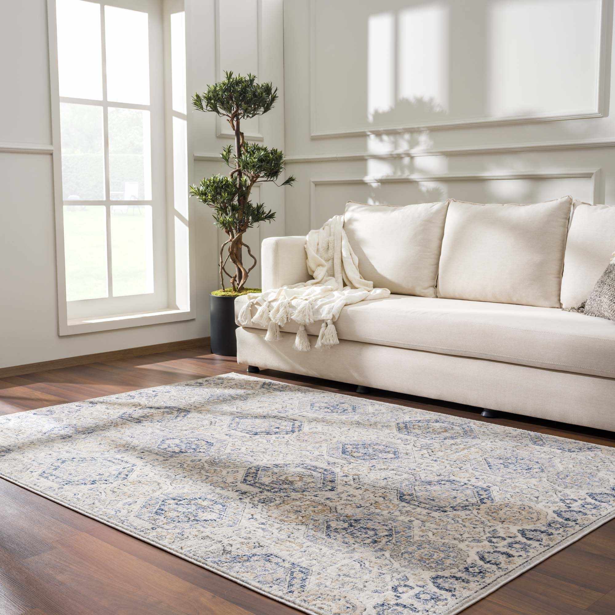 Parkerfield Cream Blue Area Rug The Carpentry Shop Co