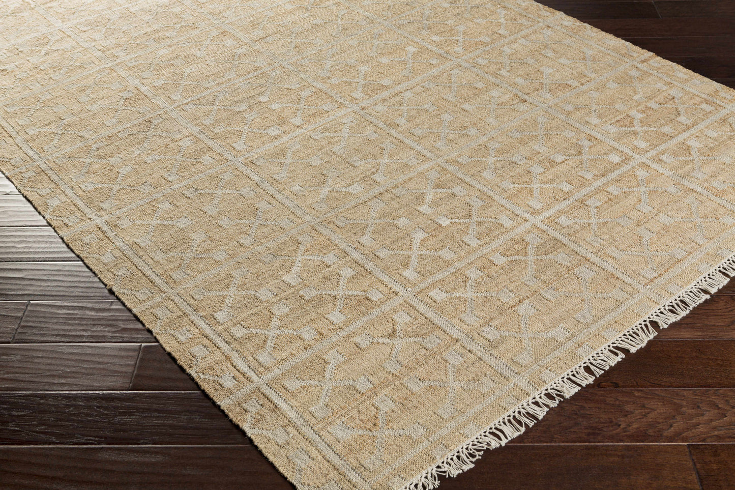 Boutique Rugs Rugs Rice Handcrafted Fringed Jute Carpet Rice Handcrafted Fringed Jute Carpet