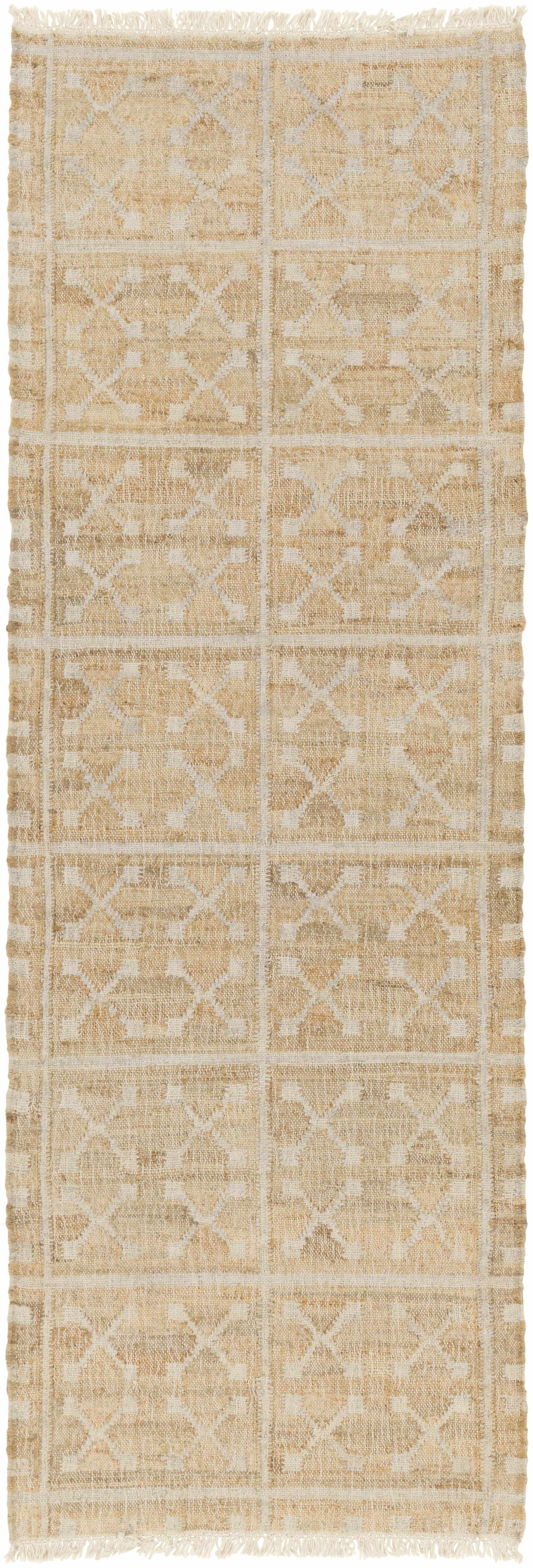 Boutique Rugs Rugs 2'6" x 8' Runner Rice Handcrafted Fringed Jute Carpet Rice Handcrafted Fringed Jute Carpet