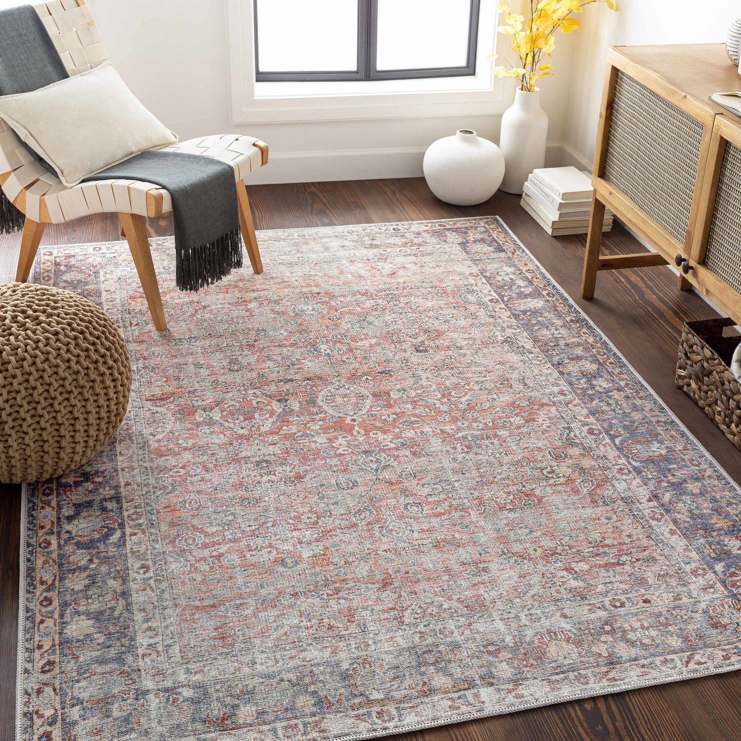 Boutique Rugs Rugs Rust Anahawan Distressed Washable Area Rug