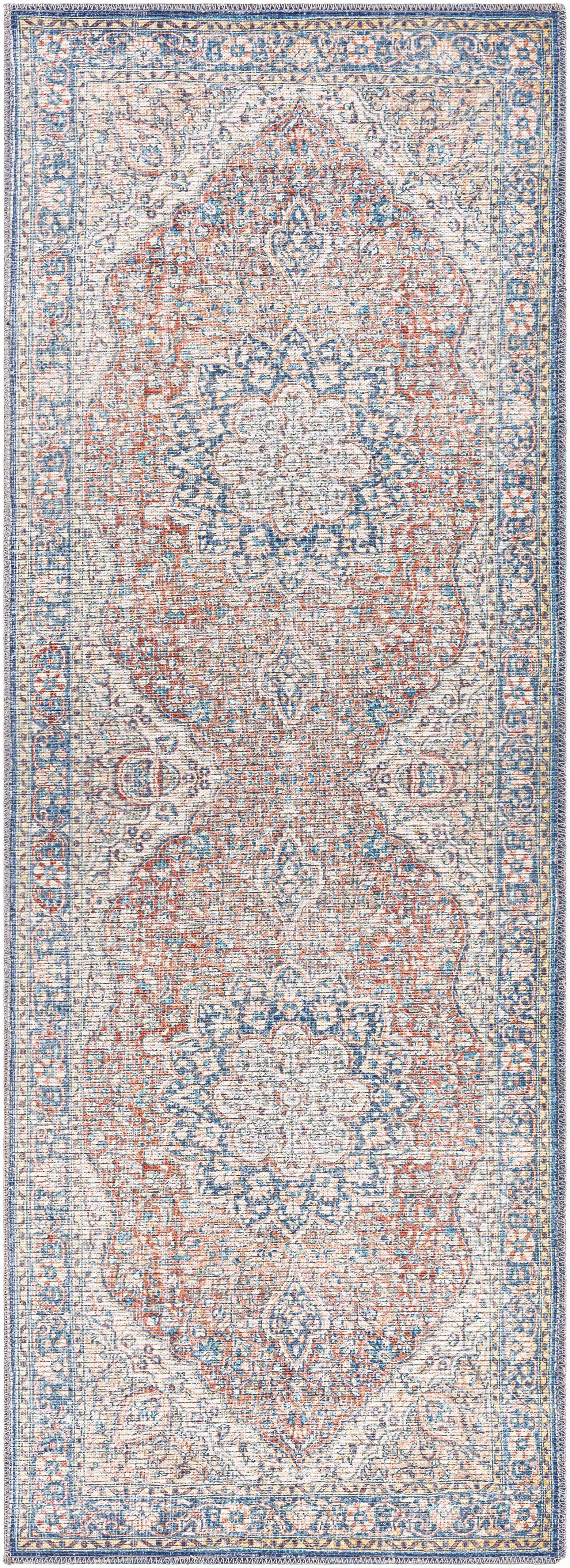 Boutique Rugs Rugs 2'7" x 7'3" Runner Wacousta Red&Blue Washable Rug