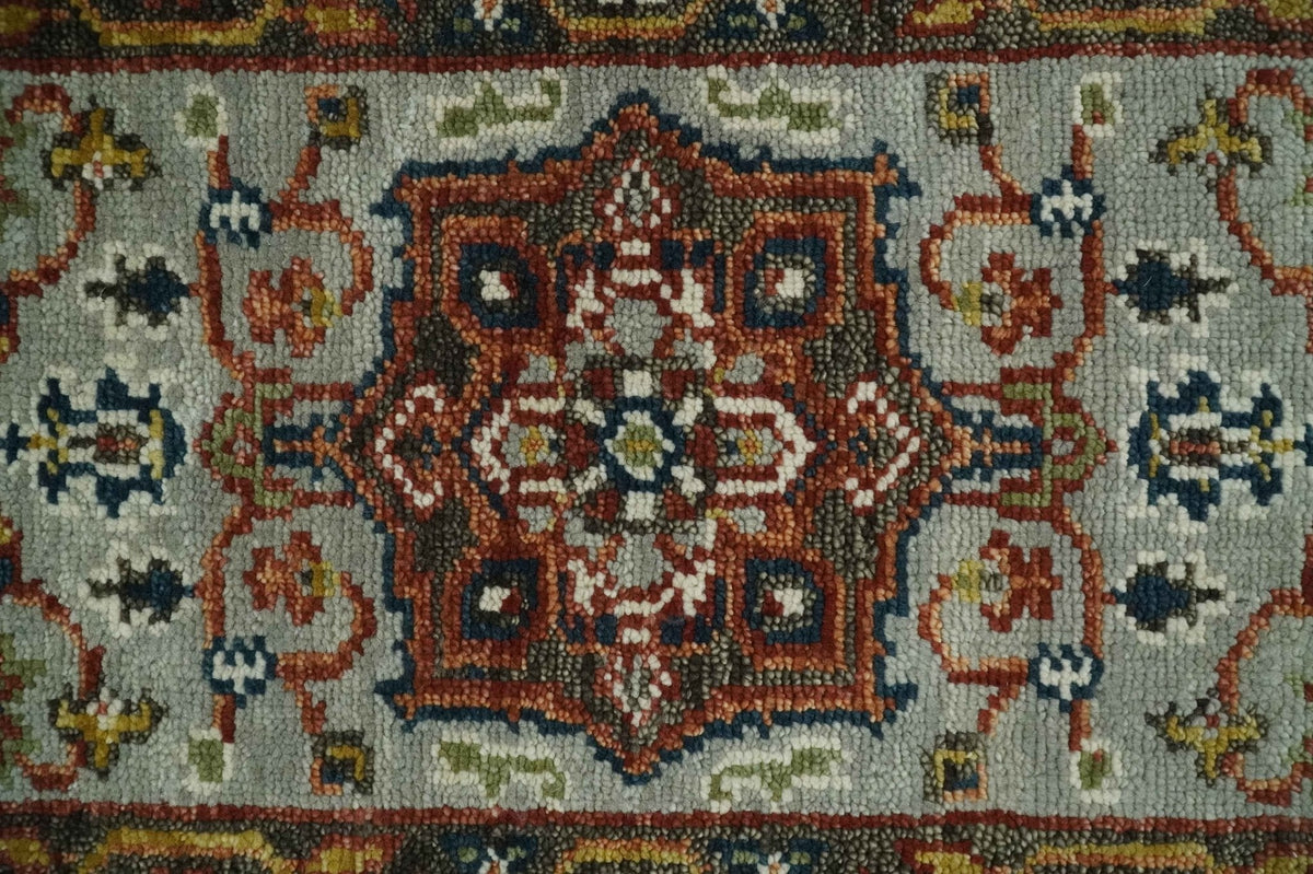 Runner Brown And Gray Heriz Hand Knotted Made to Order Wool Rug.
