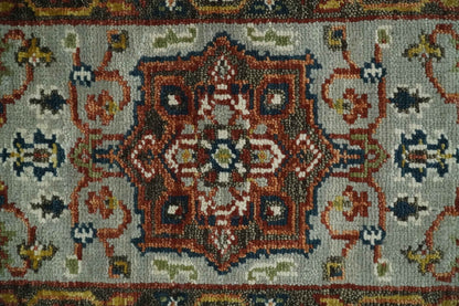 Runner Brown And Gray Heriz Hand Knotted Made to Order Wool Rug.