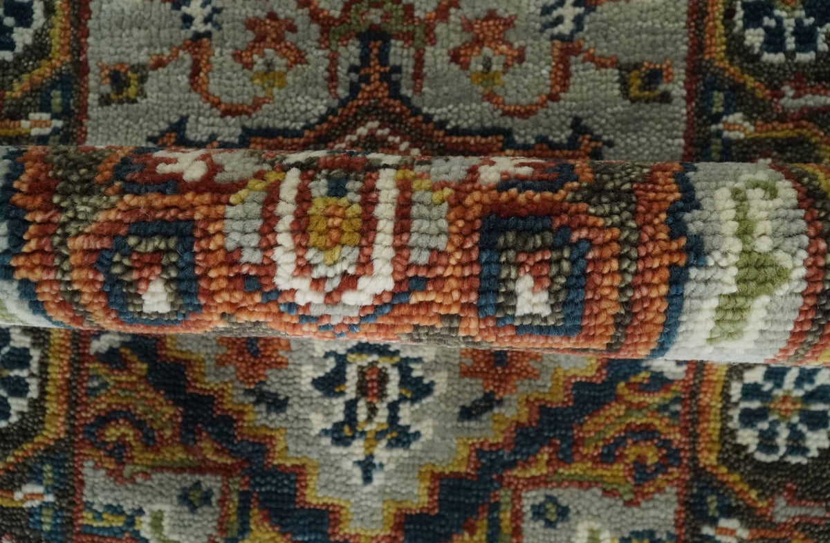 Runner Brown And Gray Heriz Hand Knotted Made to Order Wool Rug.