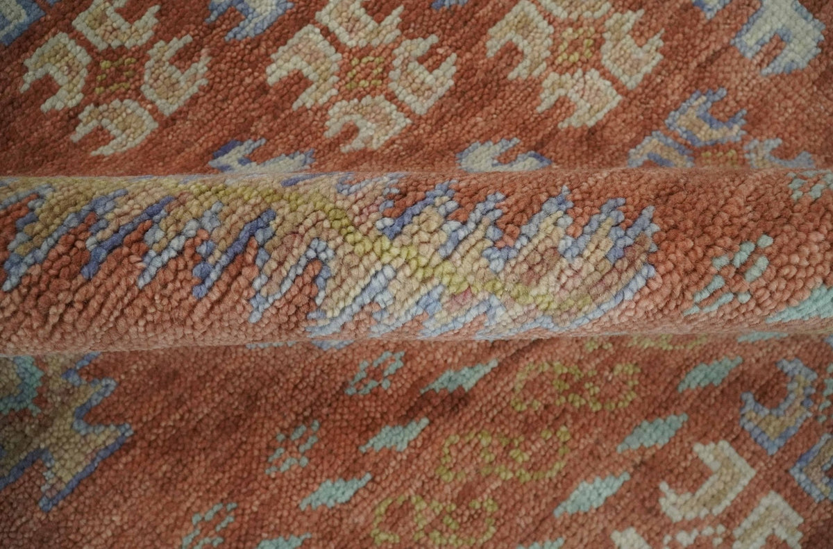 Rust, Beige and Blue Hand knotted Traditional Multi Size Oriental wool Area Rug.