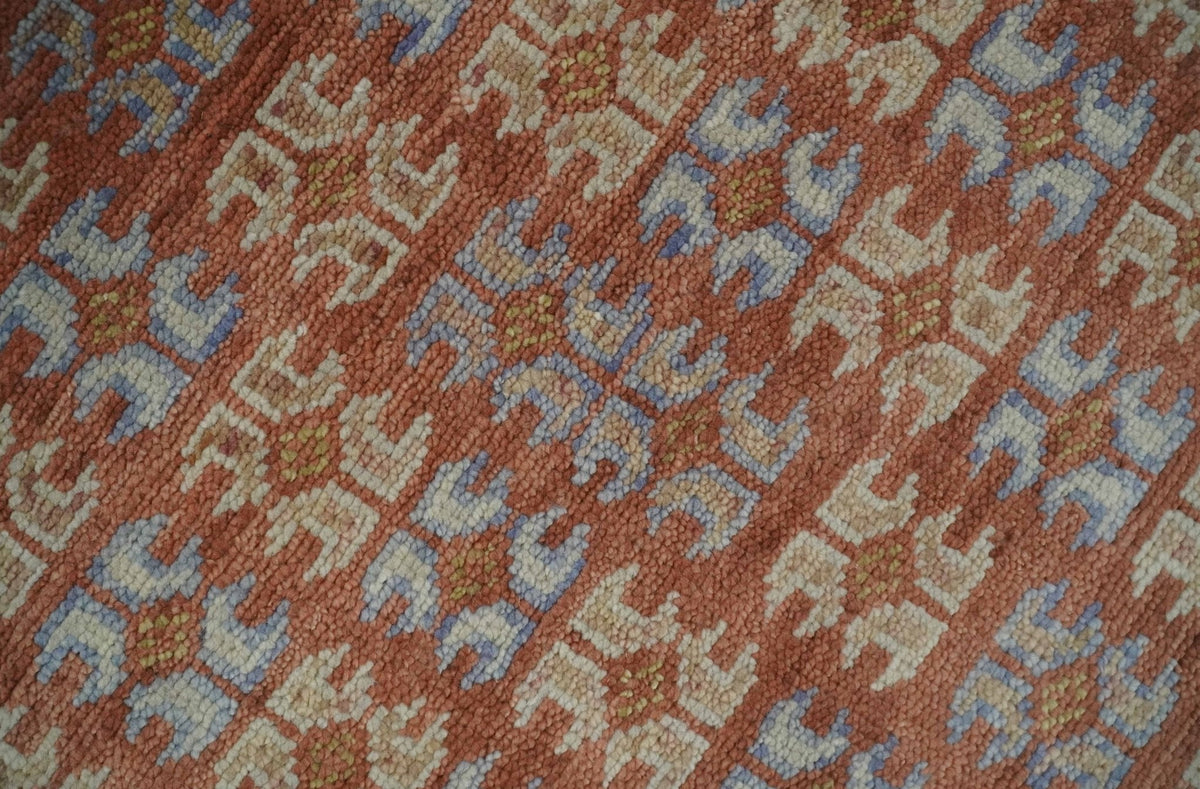 Rust, Beige and Blue Hand knotted Traditional Multi Size Oriental wool Area Rug.