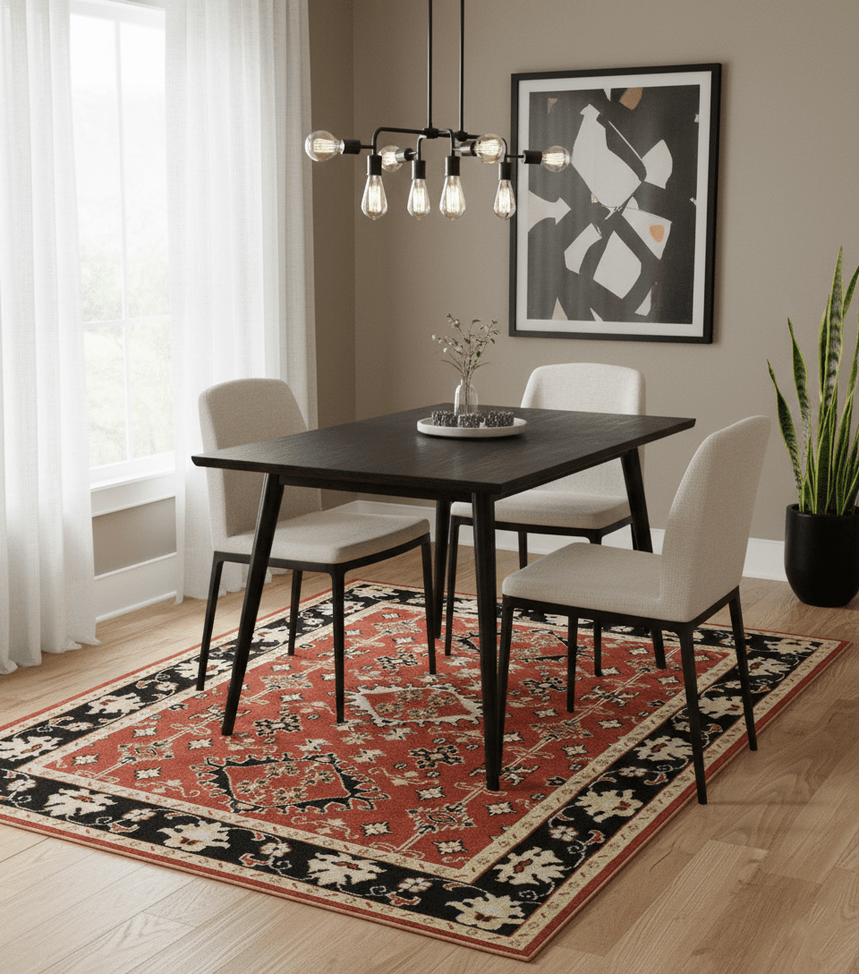 Rust, Black and Beige Traditional Oriental Hand Knotted Custom Made Wool Area Rug.