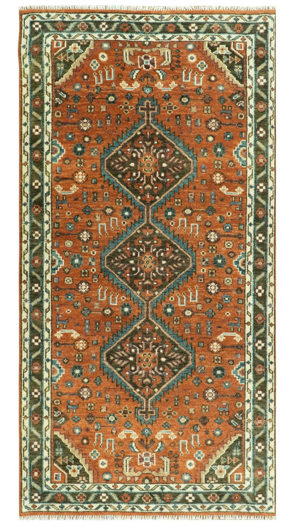 Rust, Ivory and Brown Oriental Traditional Hand knotted Multi Size Area Rug.