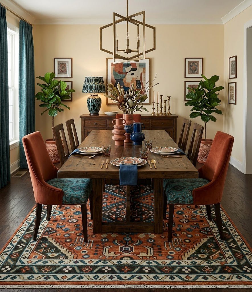 Rust, Ivory and Brown Oriental Traditional Hand knotted Multi Size Area Rug.