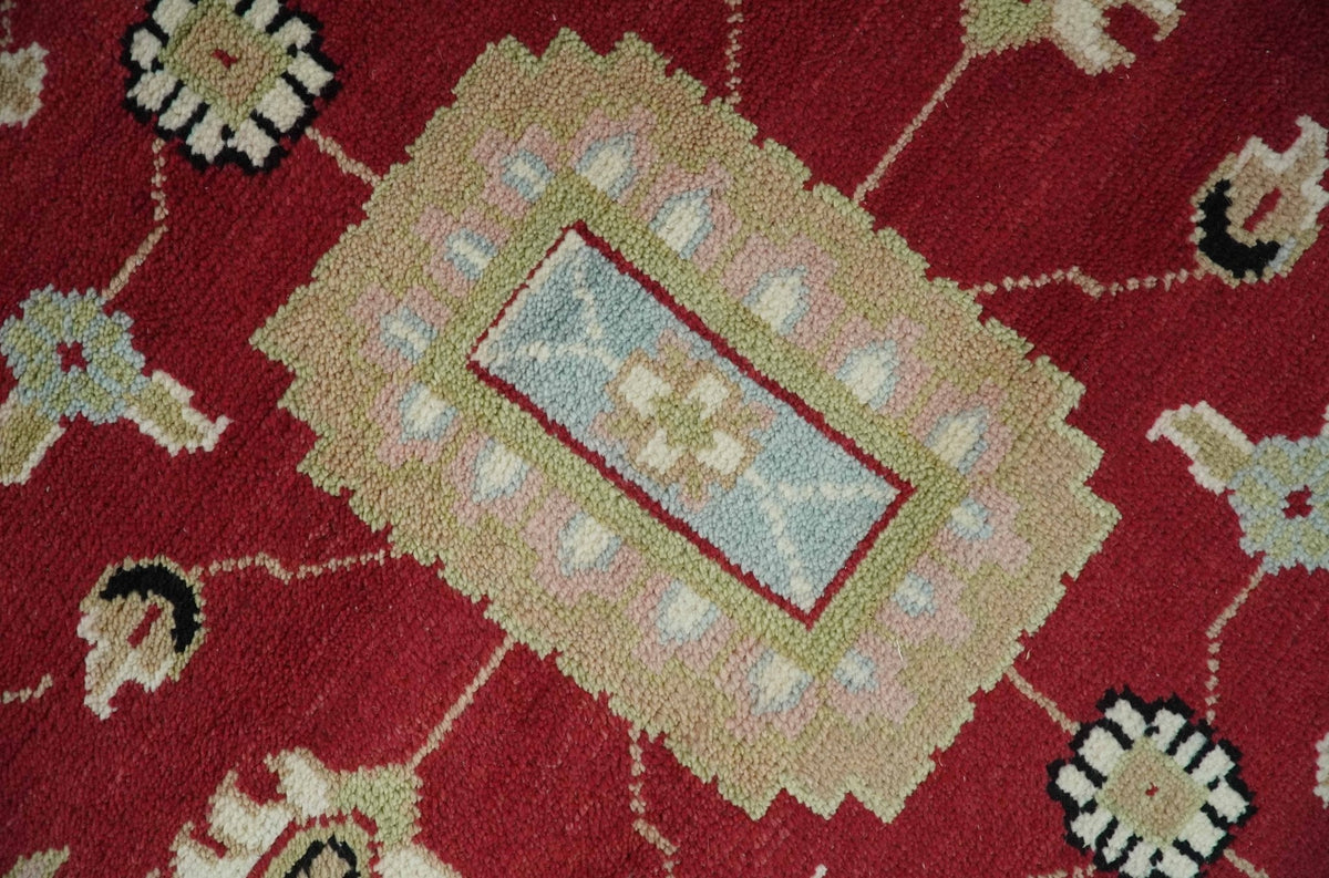 Rust, Olive and Black Hand Knotted Traditional Oriental Custom Made Wool Area Rug.