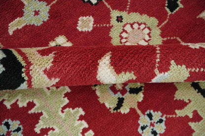 Rust, Olive and Black Hand Knotted Traditional Oriental Custom Made Wool Area Rug.