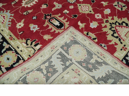Rust, Olive and Black Hand Knotted Traditional Oriental Custom Made Wool Area Rug.