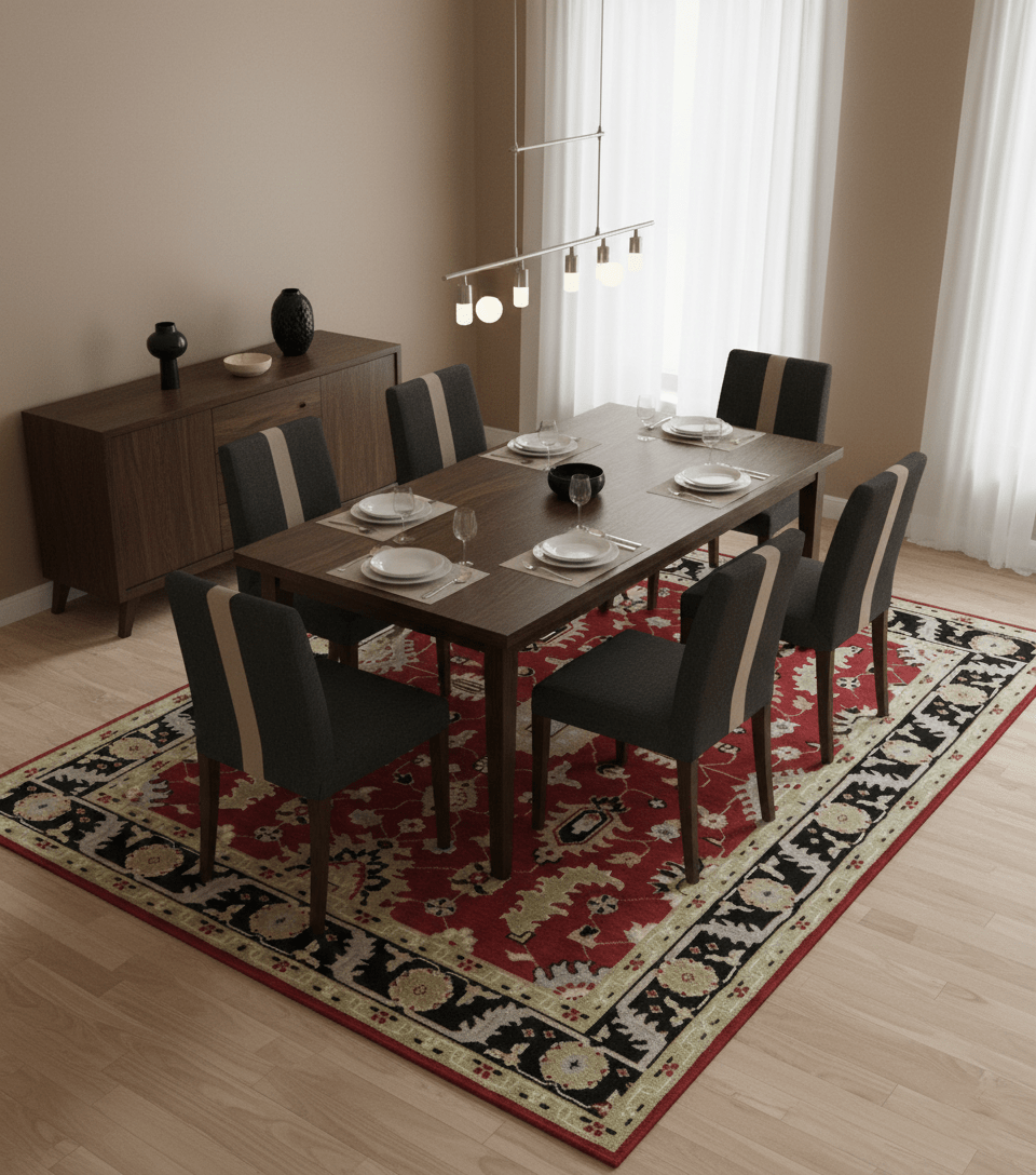 Rust, Olive and Black Hand Knotted Traditional Oriental Custom Made Wool Area Rug.