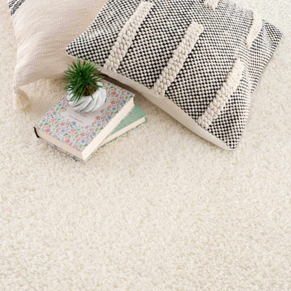 Crevalo Cream Subtle Wavy Abstract Modern Minimalist Polyester Machine Woven Area Rug
