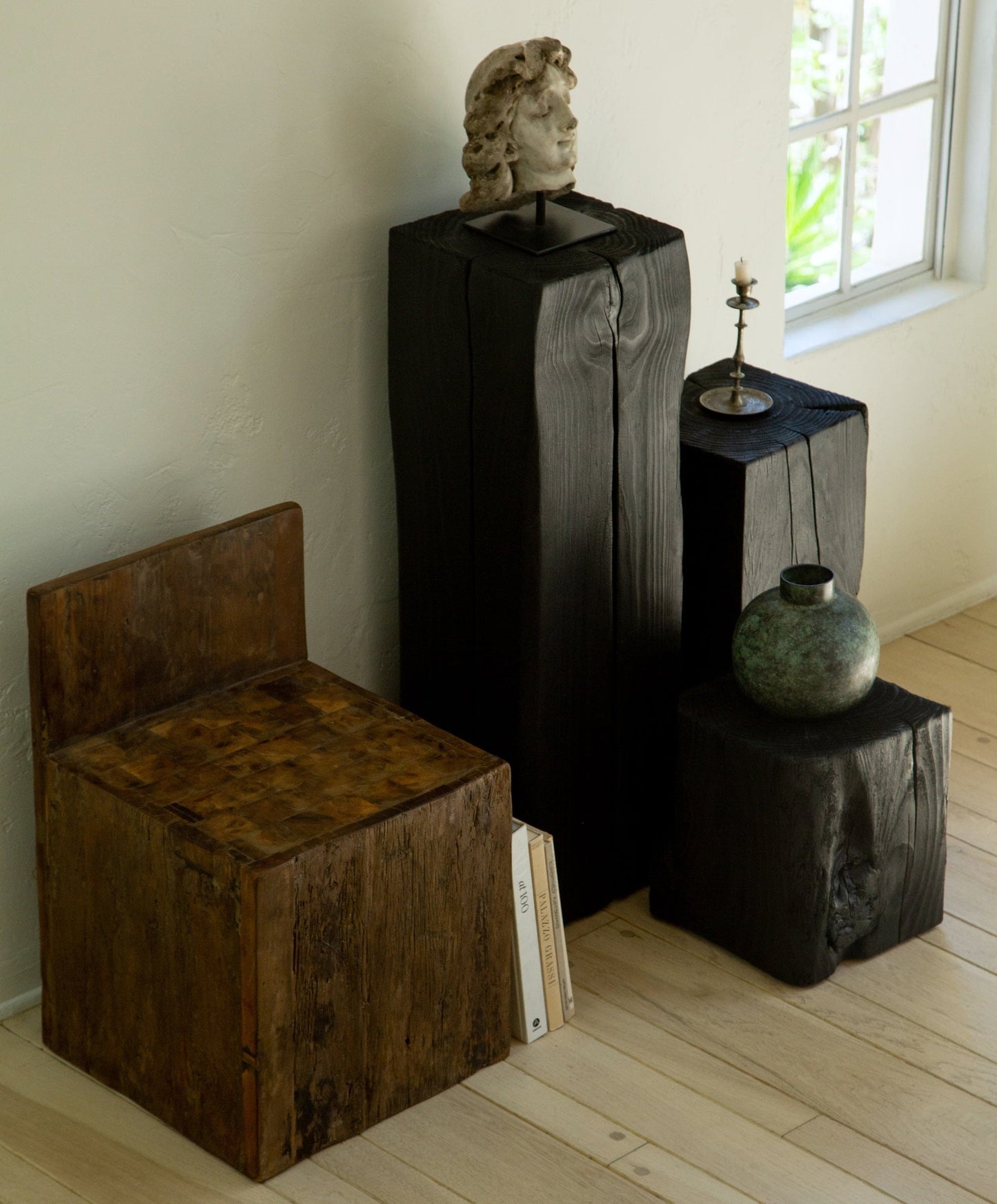 House of Leon Sculptural Pedestal Charcoal Sculpture Pedestal - Tall Charcoal Sculpture Pedestal - Tall