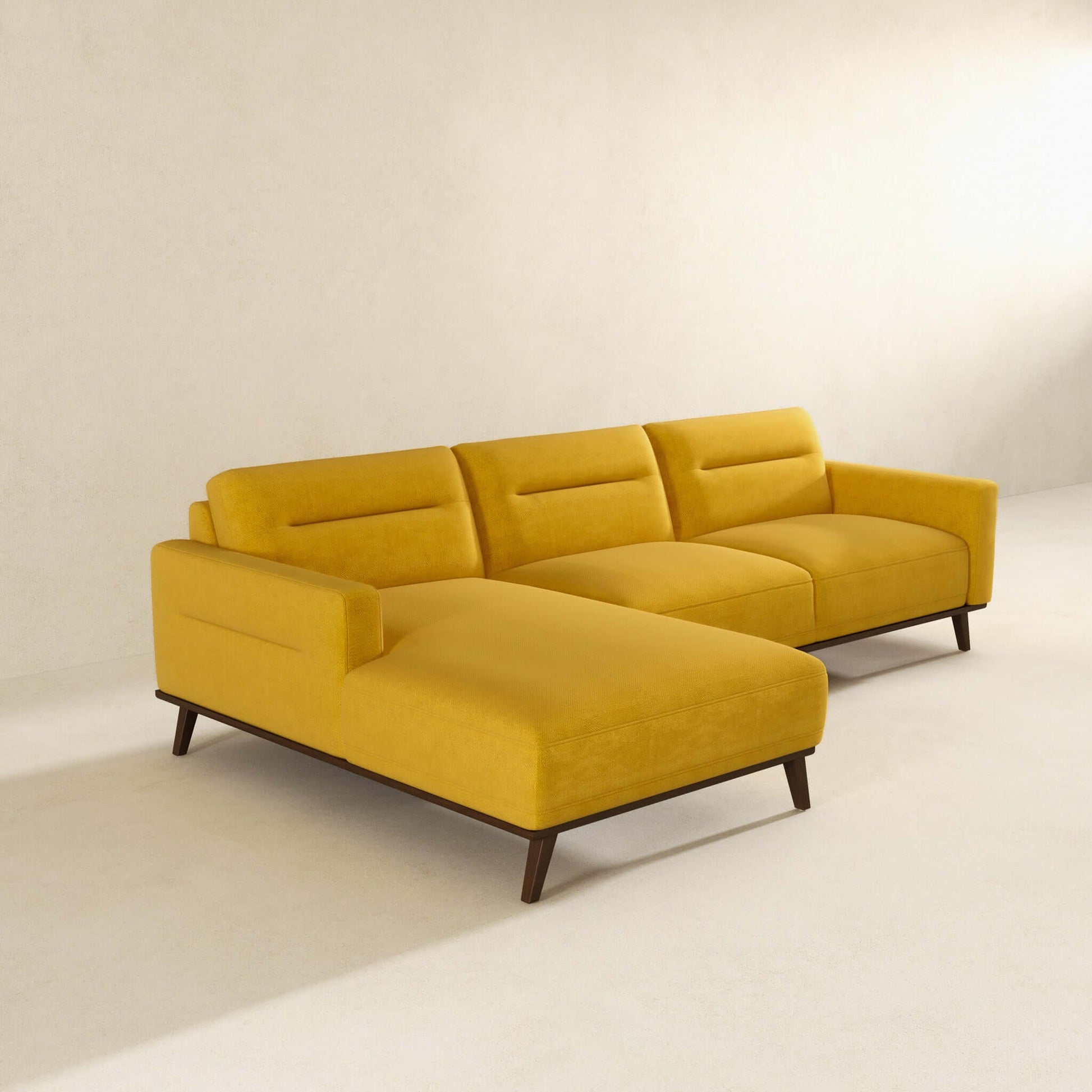 Ashcroft Furniture Co Sectional Sofas Ella L-Shaped Dark Yellow Linen Left Sectional Couch