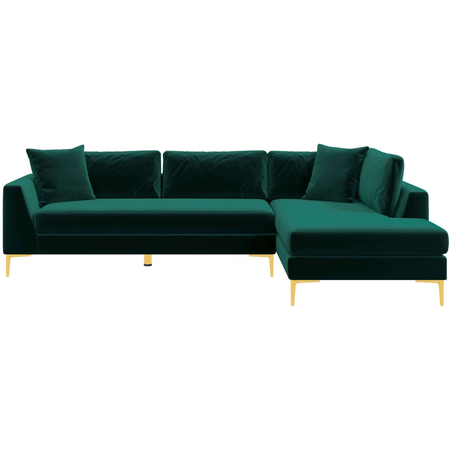 Ashcroft Furniture Co Sectional Sofas Right Sectional Mano Mid-Century Modern L-Shaped Velvet Sectional Sofa in Green