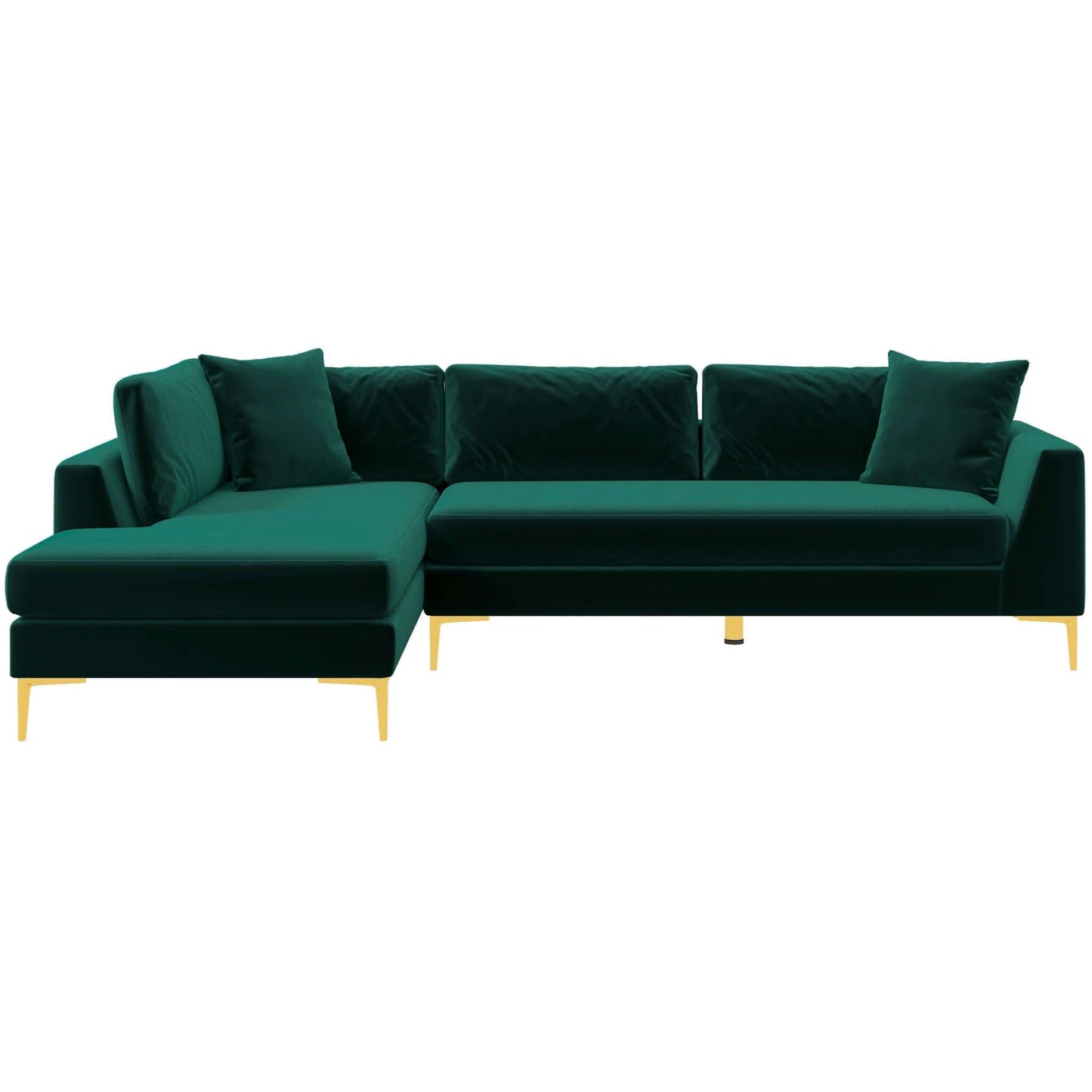 Ashcroft Furniture Co Sectional Sofas Left Sectional Mano Mid-Century Modern L-Shaped Velvet Sectional Sofa in Green