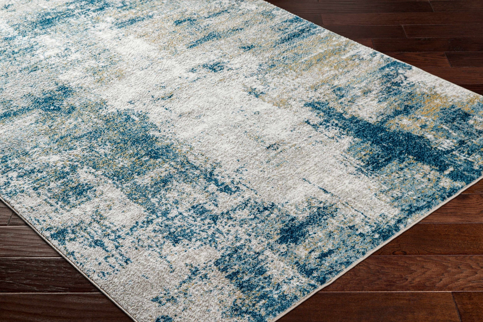 Duval Blue Abstract Area Rug.