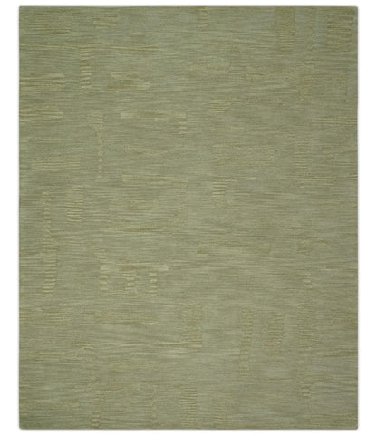 Shades Of Olive Modern Abstract Hand Tufted Custom Made wool rug.