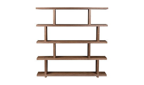 Moe's Home Collection Shelf Miri Large Shelf Brown Organic Bookshelf Slab with Glass Shelves