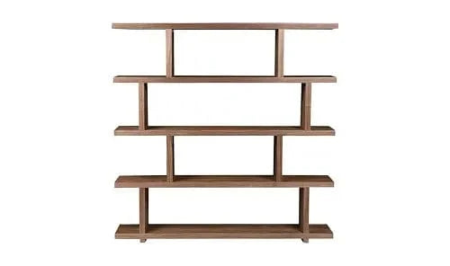 Moe's Home Collection Shelf Miri Large Shelf Brown Organic Bookshelf Slab with Glass Shelves