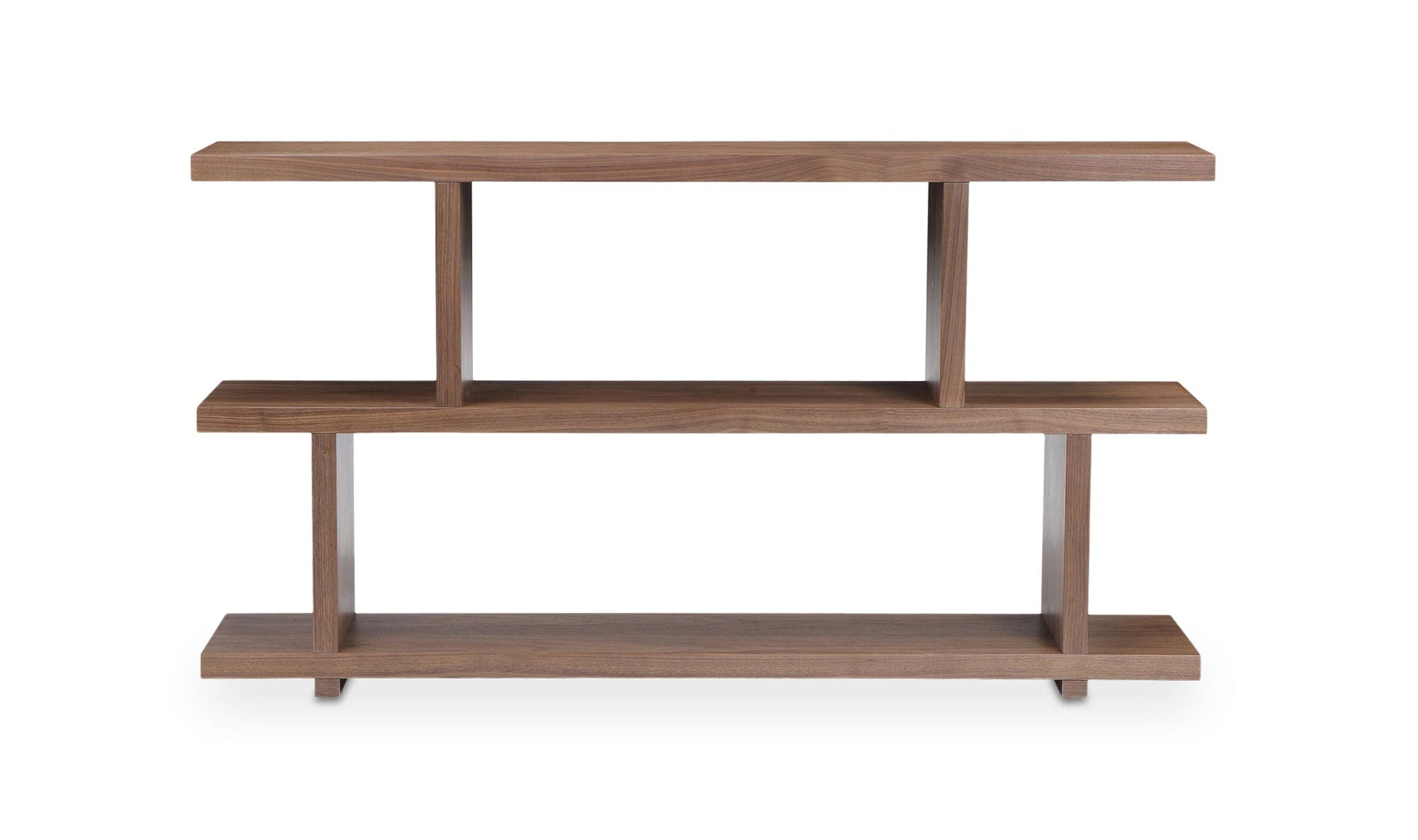 Moe's Home Collection Shelf Miri Small Shelf Brown Organic Bookshelf Slab with Glass Shelves