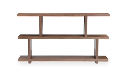 Moe's Home Collection Shelf Miri Small Shelf Brown Organic Bookshelf Slab with Glass Shelves