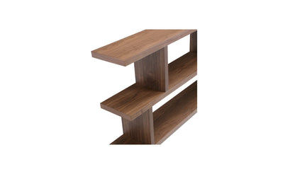 Moe's Home Collection Shelf Miri Small Shelf Brown Organic Bookshelf Slab with Glass Shelves
