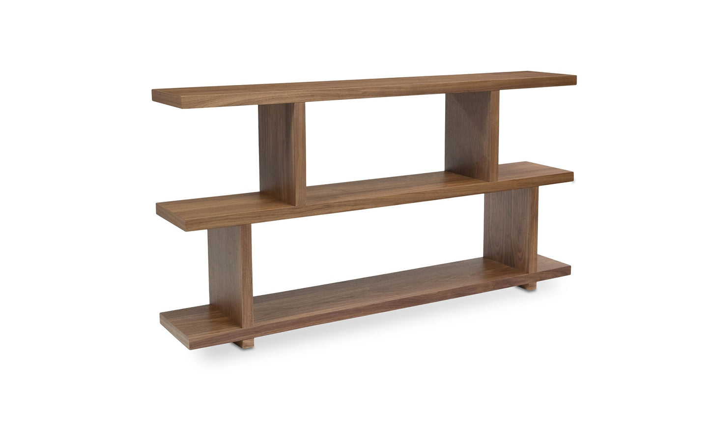 Moe's Home Collection Shelf Miri Small Shelf Brown Organic Bookshelf Slab with Glass Shelves