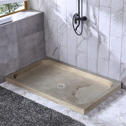 Villohome | Online Flooring Shop Shower Bases 8-14 Weeks / (W)32" (L)48" (H)3" / Honed and Filled Troia Light Travertine Rectangular Shower Base Hand-carved from Solid Block (W)32" (L)48" (H)3" Troia Light Travertine Rectangular Shower Base Hand-carved from Solid Block (W)32" (L)48" (H)3"