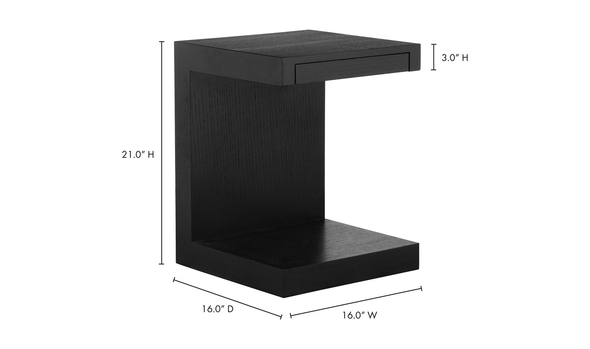 Moe's Home Collection Side Table ZIO SIDETABLE BLACK OAK ZIO SIDETABLE BLACK OAK