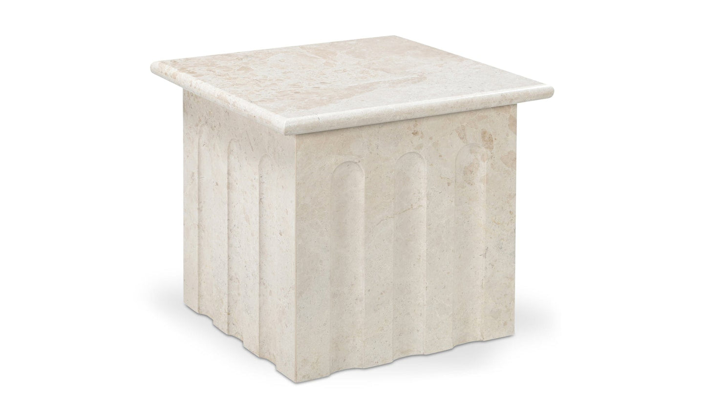 Moe's Home Collection Side Tables Forum Side Table Cream Marble Forum Side Table Cream Marble