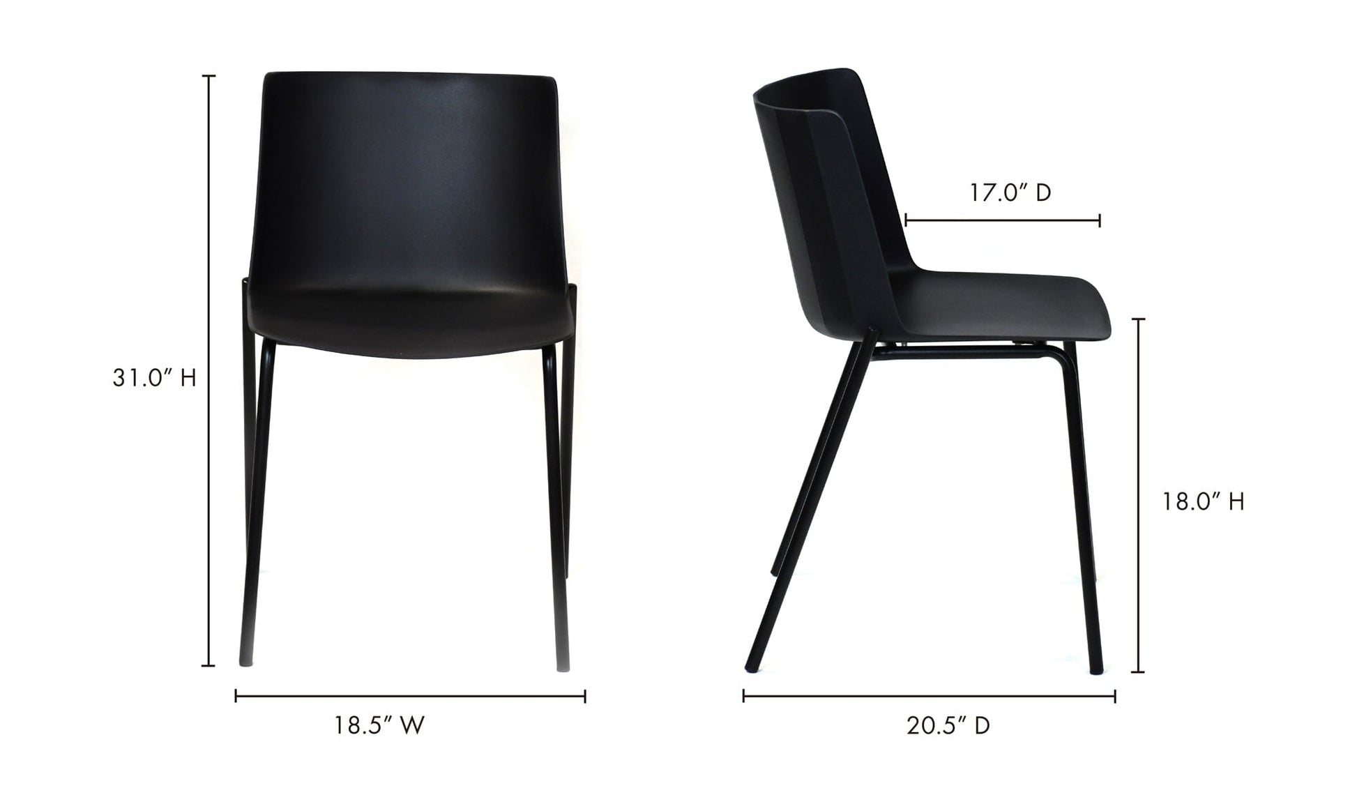 Moe's SILLA OUTDOOR DINING CHAIR- SET OF TWO (BLACK)