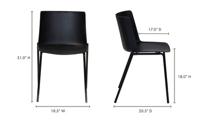 Moe's SILLA OUTDOOR DINING CHAIR- SET OF TWO (BLACK)