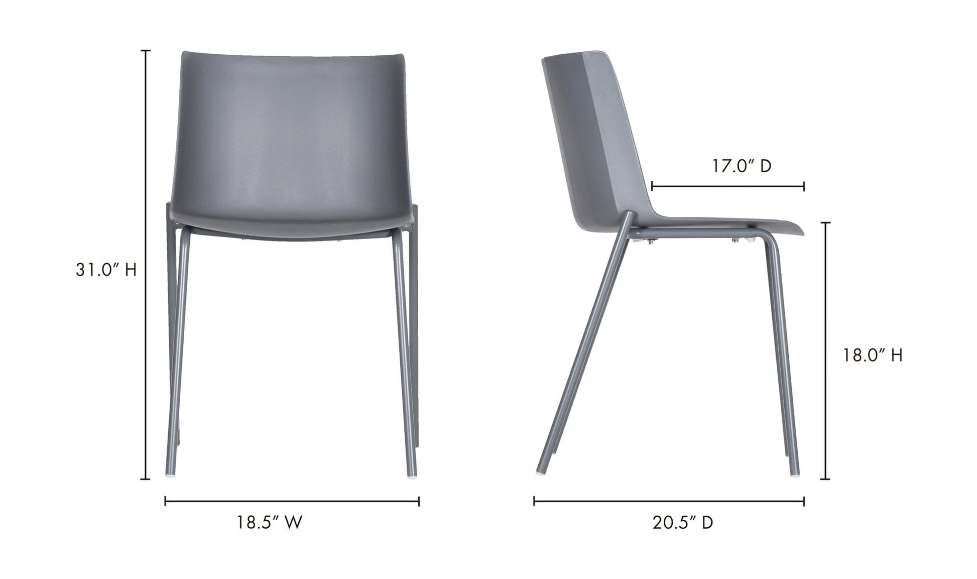 Moe's SILLA OUTDOOR DINING CHAIR- SET OF TWO (BLACK)