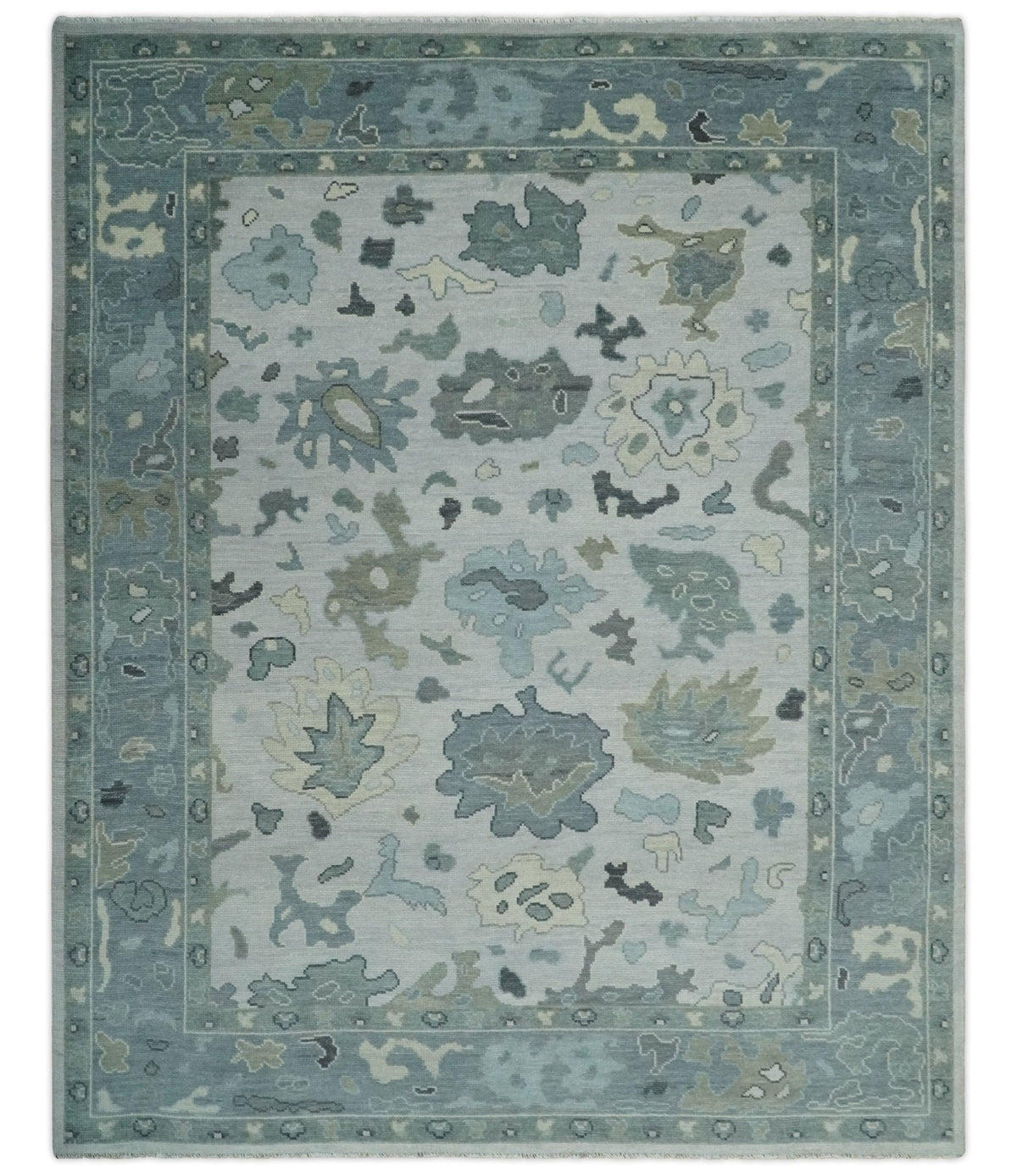 Silver and Gray Hand knotted Traditional Oushak Multi Size wool Area Rug.
