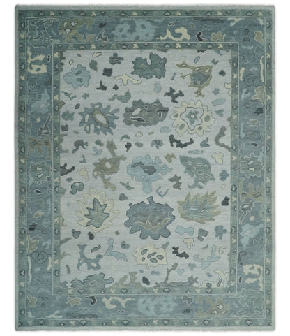 Silver and Gray Hand knotted Traditional Oushak Multi Size wool Area Rug.