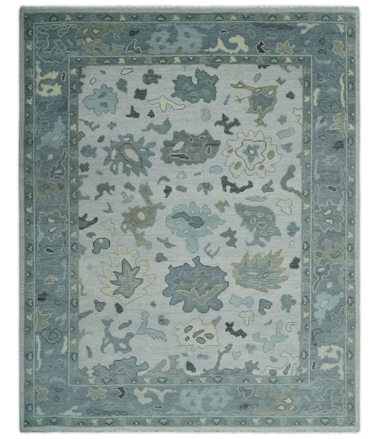 Silver and Gray Hand knotted Traditional Oushak Multi Size wool Area Rug.