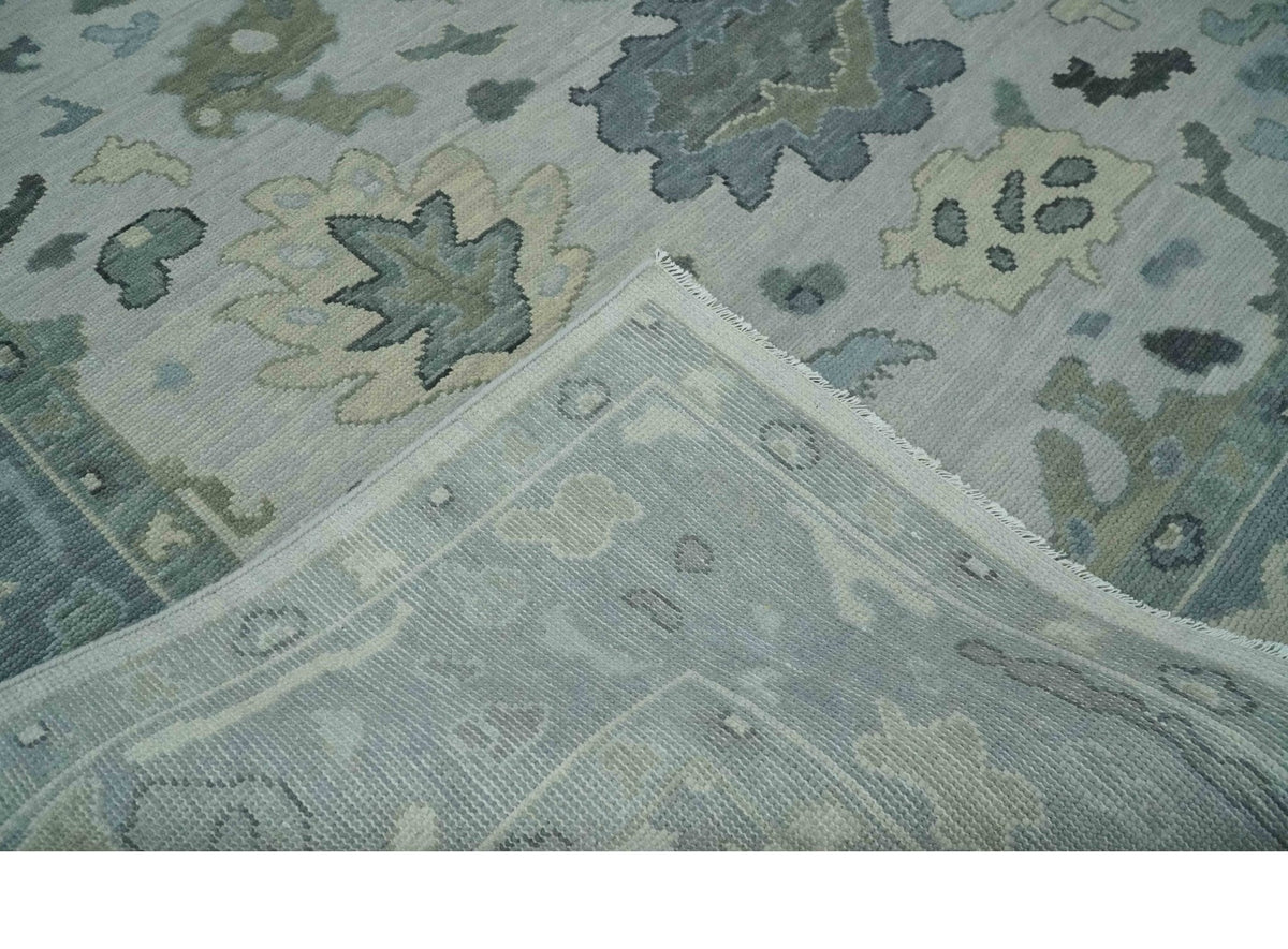Silver and Gray Hand knotted Traditional Oushak Multi Size wool Area Rug.